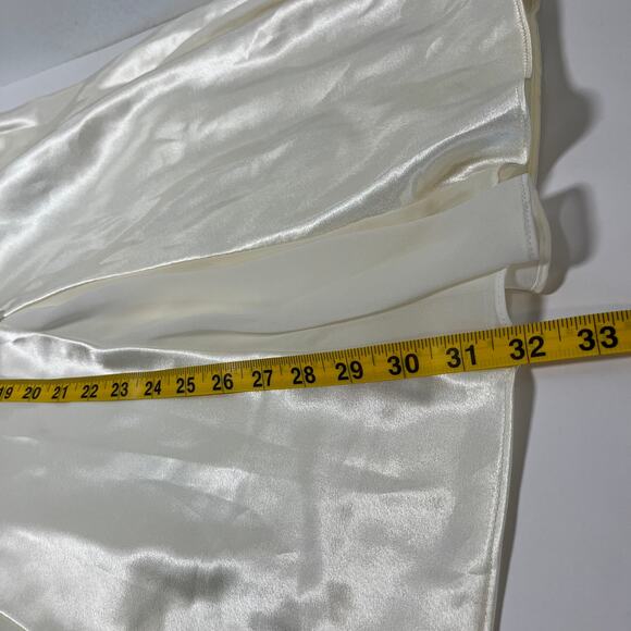 Vintage Bridal Floral Slip Dress Robe Set Ivory White Medium Peignoir Lace Satin - Picture 10 of 15